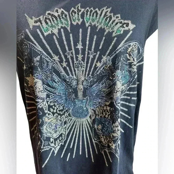 Zadig & Voltaire Womens Encre Cecilia Crystal embellished Cotton Tank top Size L - Picture 6 of 9